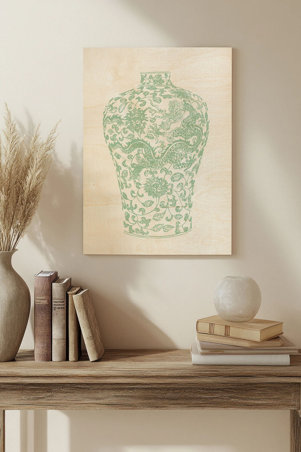 Mint Vases III Wood Art Print - Oakavia