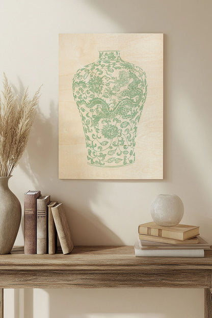 Mint Vases III Wood Art Print - Oakavia