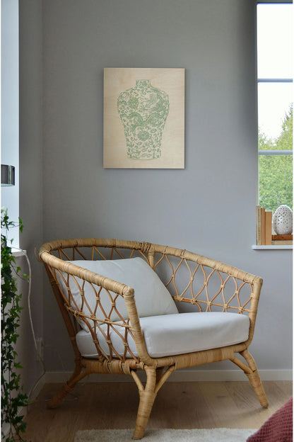 Mint Vases III Wood Art Print - Oakavia