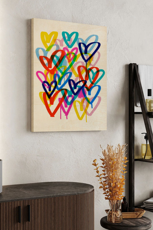 Hearts Aflutter II Wood Art Print - Oakavia