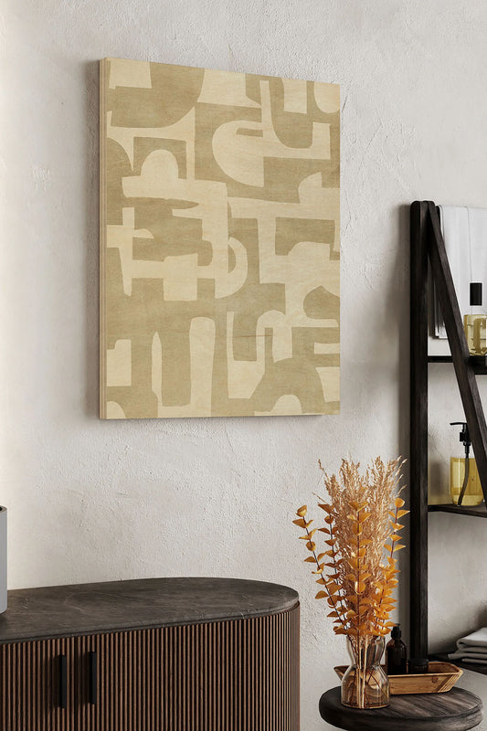 Neutral Cutout I Wood Art Print - Oakavia