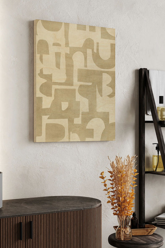 Neutral Cutout II Wood Art Print - Oakavia