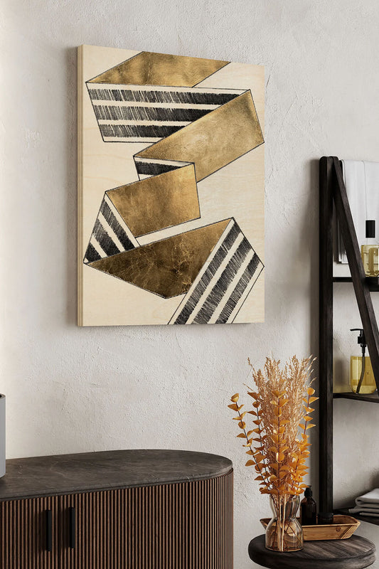 Striped Ribbon I Wood Art Print - Oakavia