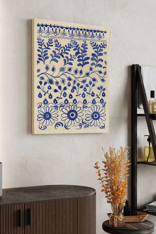 Cobalt Doodles IV Wood Art Print - Oakavia