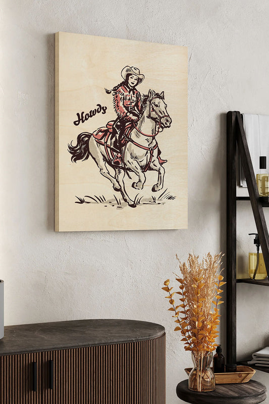 Vintage Cowgirl I Wood Art Print - Oakavia
