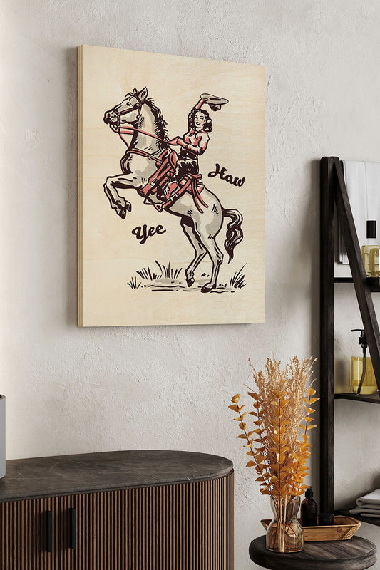 Vintage Cowgirl II Wood Art Print - Oakavia