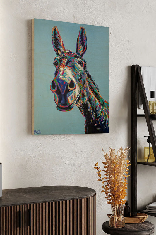 Valentine the Donkey Wood Art Print - Oakavia