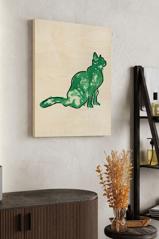 Cat Whimsy II Wood Art Print - Oakavia
