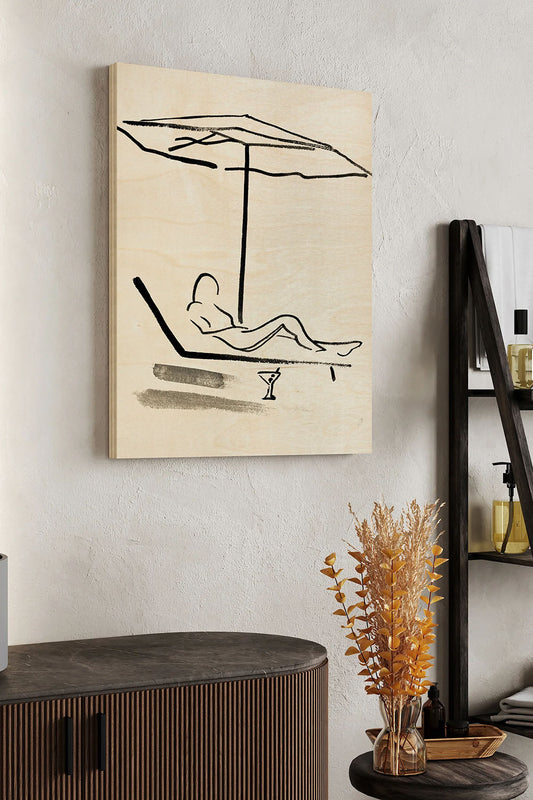 Laying on The Beach I Wood Art Print - Oakavia