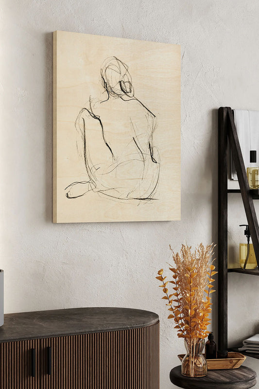 Figure Scrawl II Wood Art Print - Oakavia