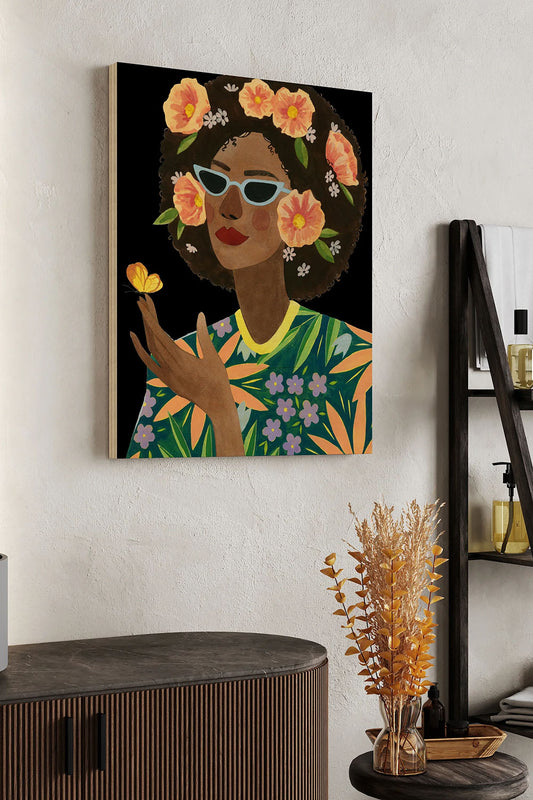 Midnight Butterfly Kiss I Wood Art Print - Oakavia