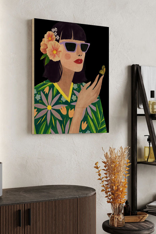 Midnight Butterfly Kiss II Wood Art Print - Oakavia