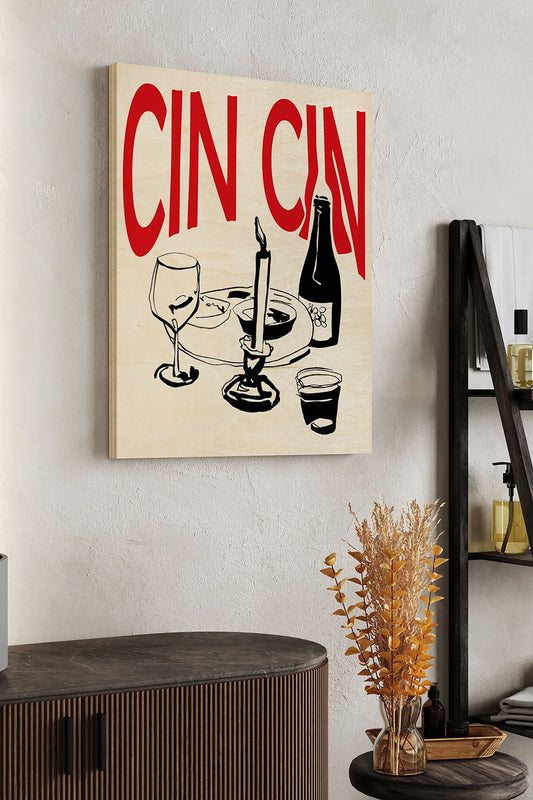 Cin Cin I Wood Art Print - Oakavia