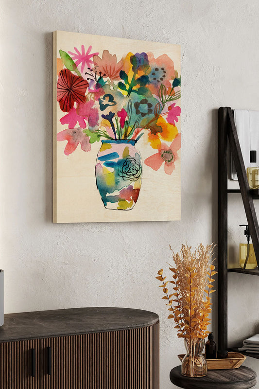 Linear Bouquet I Wood Art Print - Oakavia