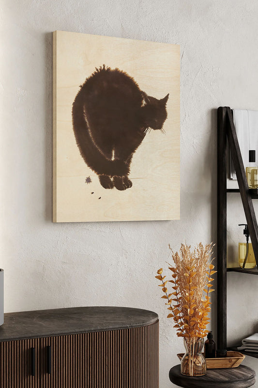 Black Cat Dream I Wood Art Print - Oakavia