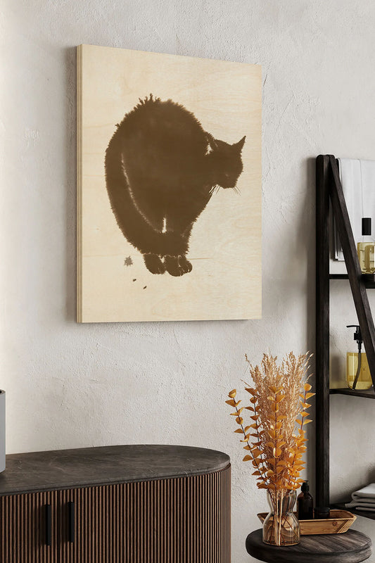 Black Cat Dream III Wood Art Print - Oakavia