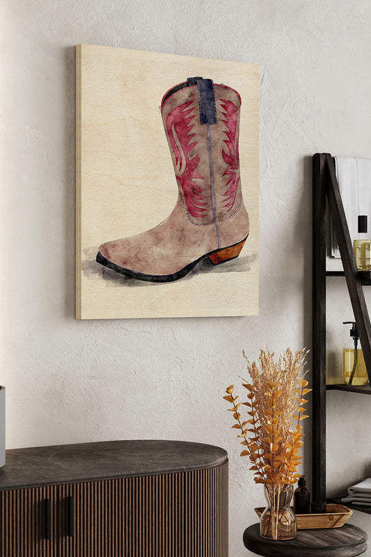 Cowgirl Boot II Wood Art Print - Oakavia
