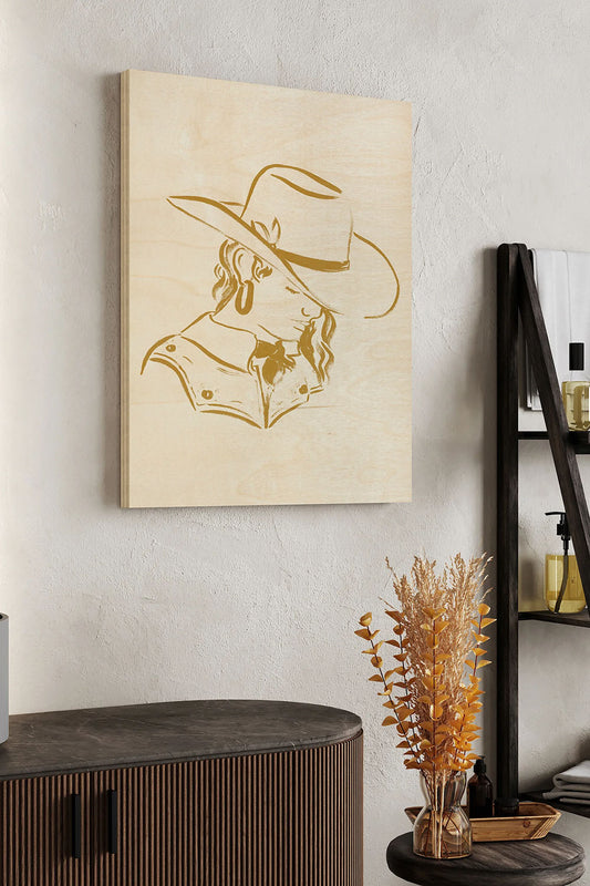 Cowgirl Cameo II Wood Art Print - Oakavia