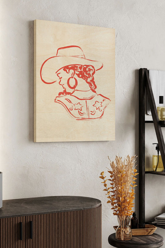 Cowgirl Cameo III Wood Art Print - Oakavia