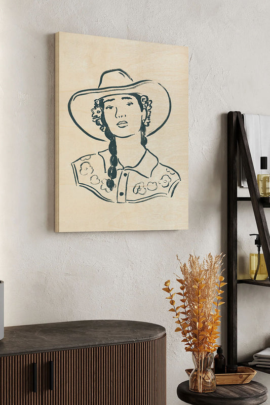 Cowgirl Cameo IV Wood Art Print - Oakavia