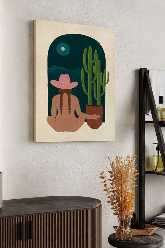 Desert Moon Prayer I Wood Art Print - Oakavia