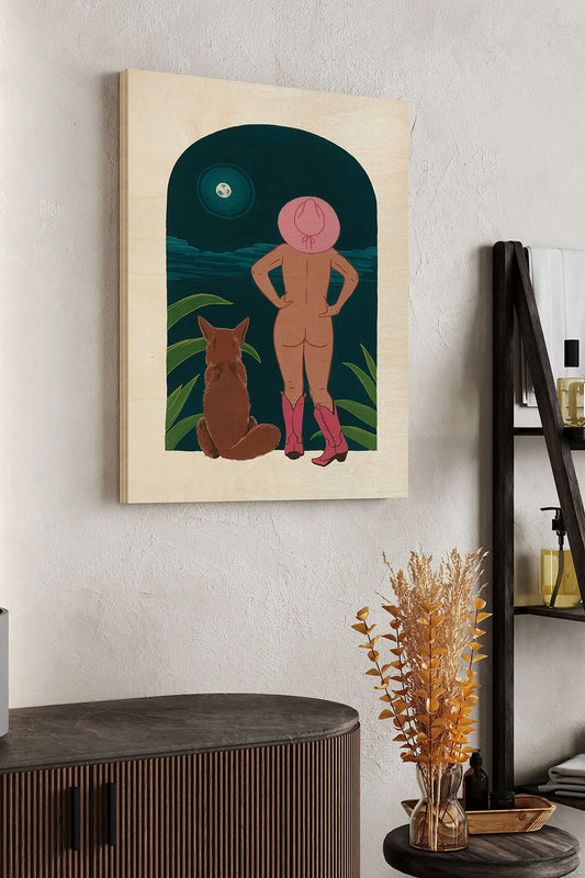 Desert Moon Prayer II Wood Art Print - Oakavia