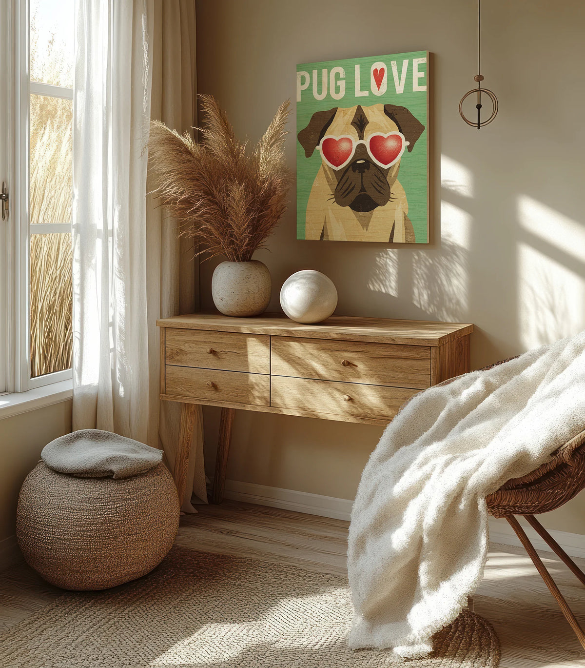 Beach Bums Pug I Love Print - Oakavia