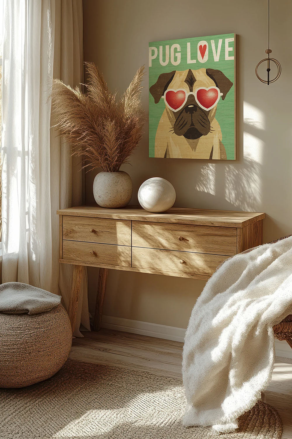 Beach Bums Pug I Love Print - Oakavia
