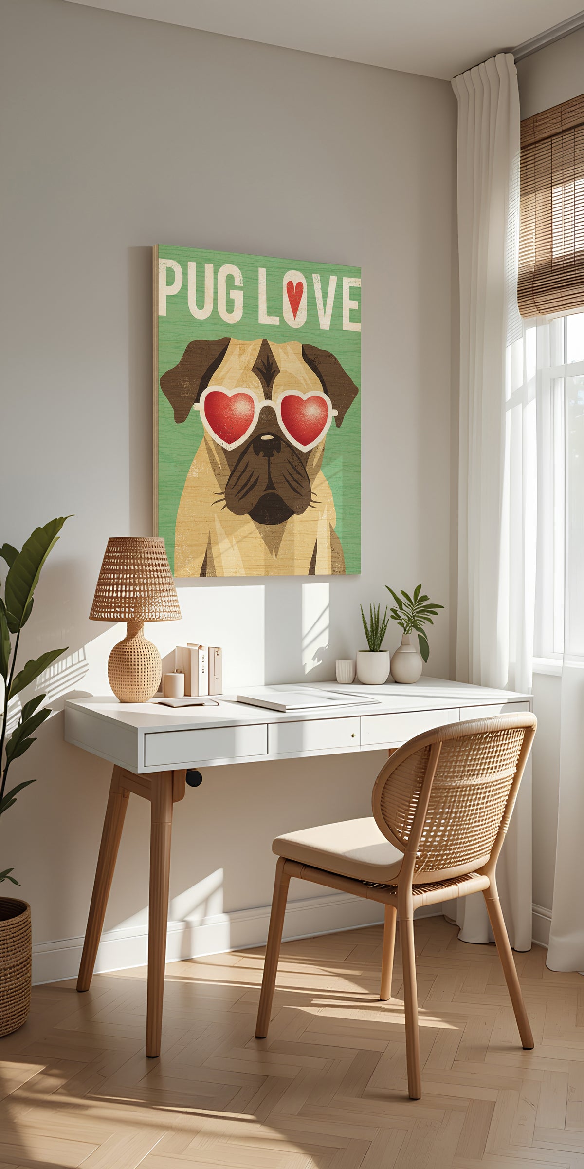 Beach Bums Pug I Love Print - Oakavia