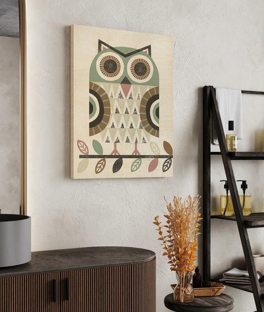 Folk Lodge Owl v2 Hygge Print - Oakavia