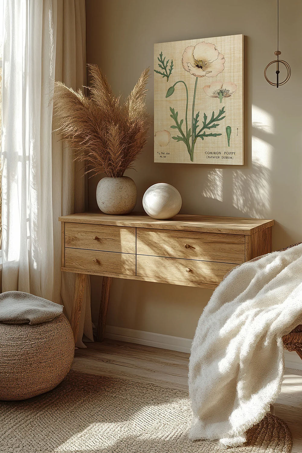 Poppy Chart Linen Print - Oakavia