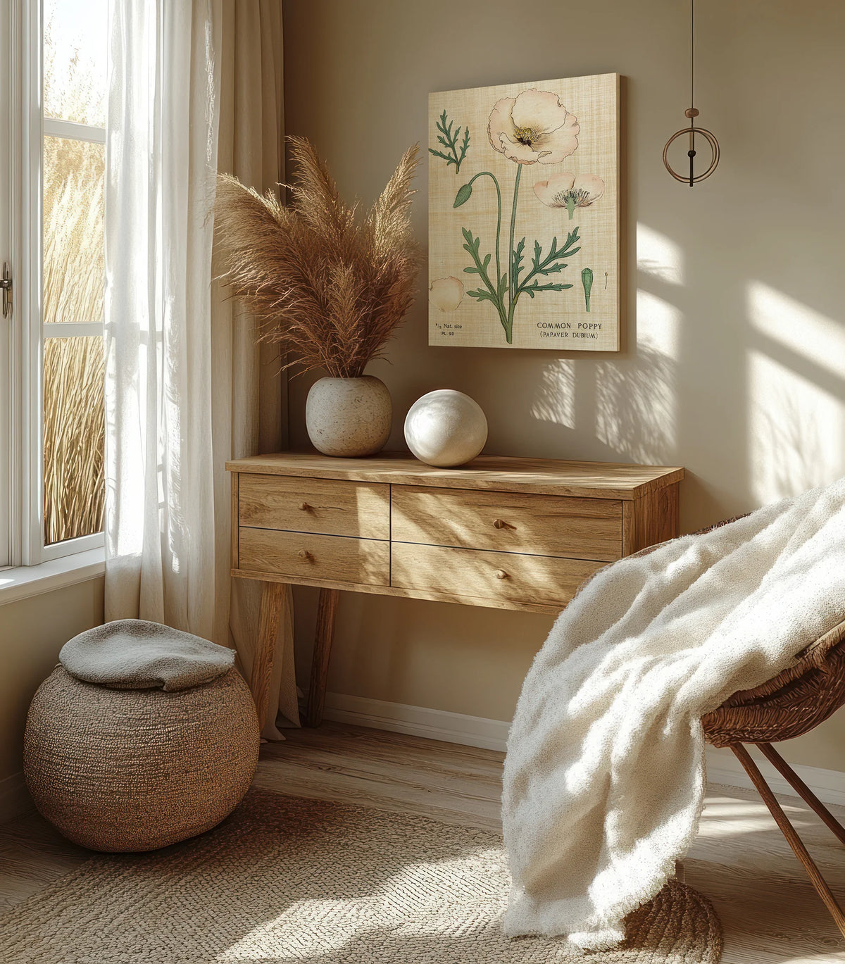 Poppy Chart Linen Print - Oakavia