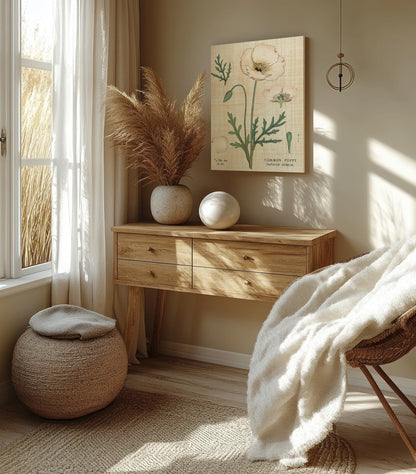 Poppy Chart Linen Print - Oakavia