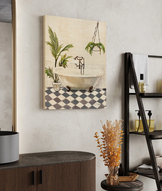 Crisp Cottage Bathroom I Vertical Print - Oakavia