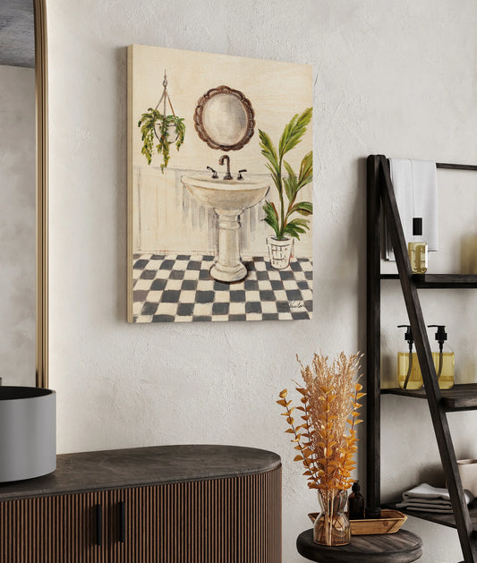Crisp Cottage Bathroom II Vertical Print - Oakavia