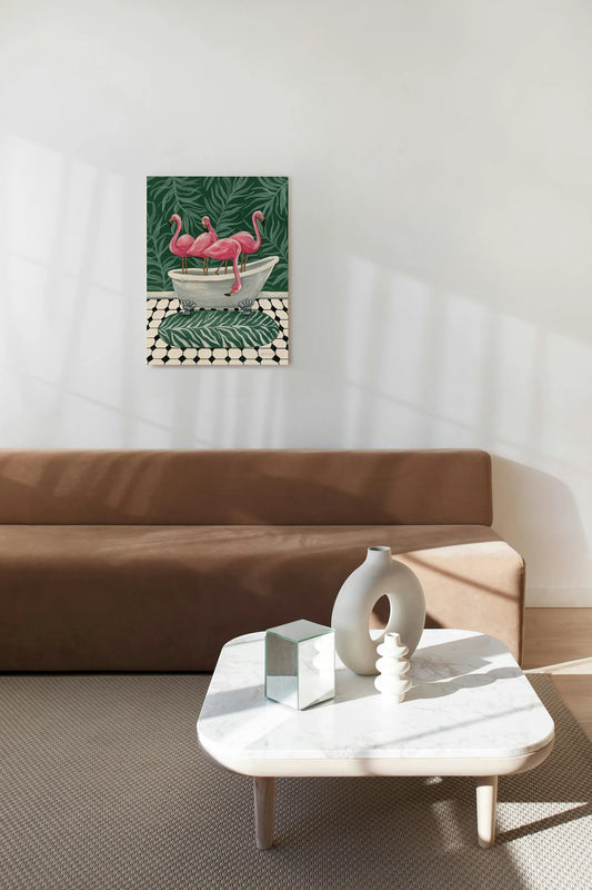 Flamingos in Tub Print - Oakavia