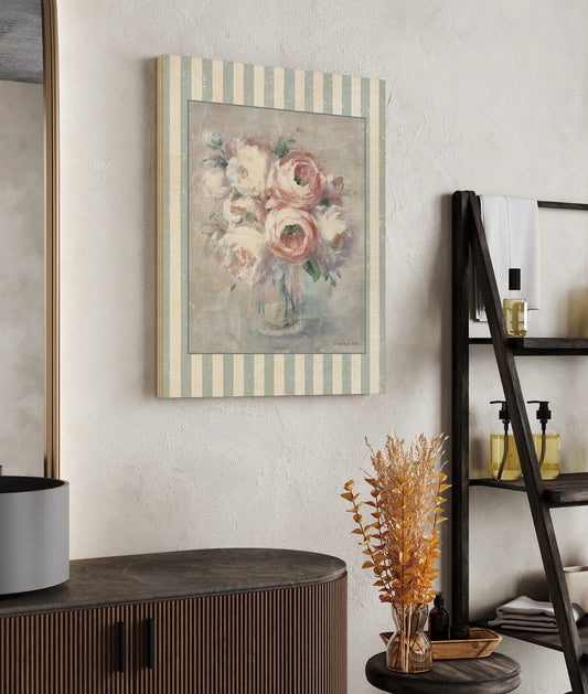 Light Summer Blooms I with Stripes Print - Oakavia