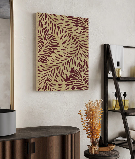 Leaf Wave Claret Print - Oakavia