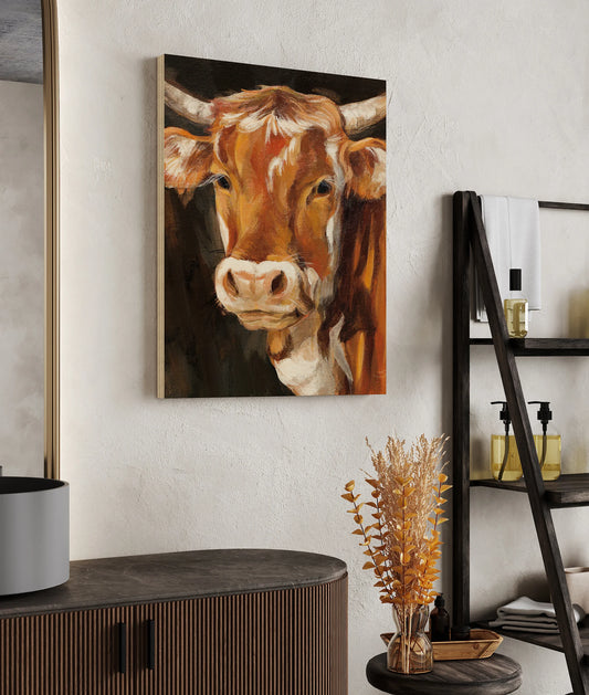 Brown Cow on Black Print - Oakavia