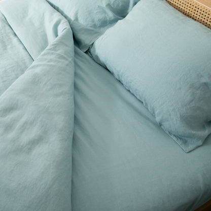 Aqua Super King 100% Linen Fitted Sheet (180x200cm)