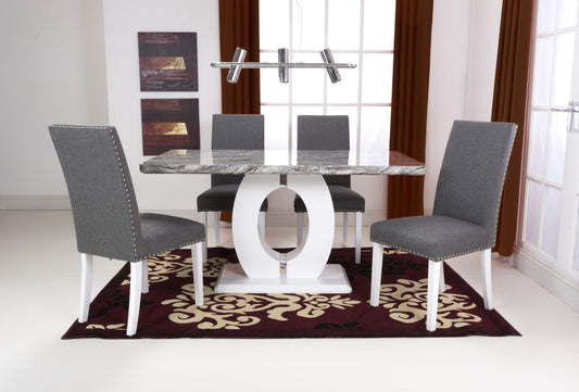Neptune Medium Marble Effect Grey/White Dining Table