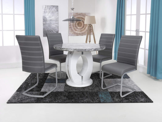 Neptune Round Marble Effect Grey/White Dining Table