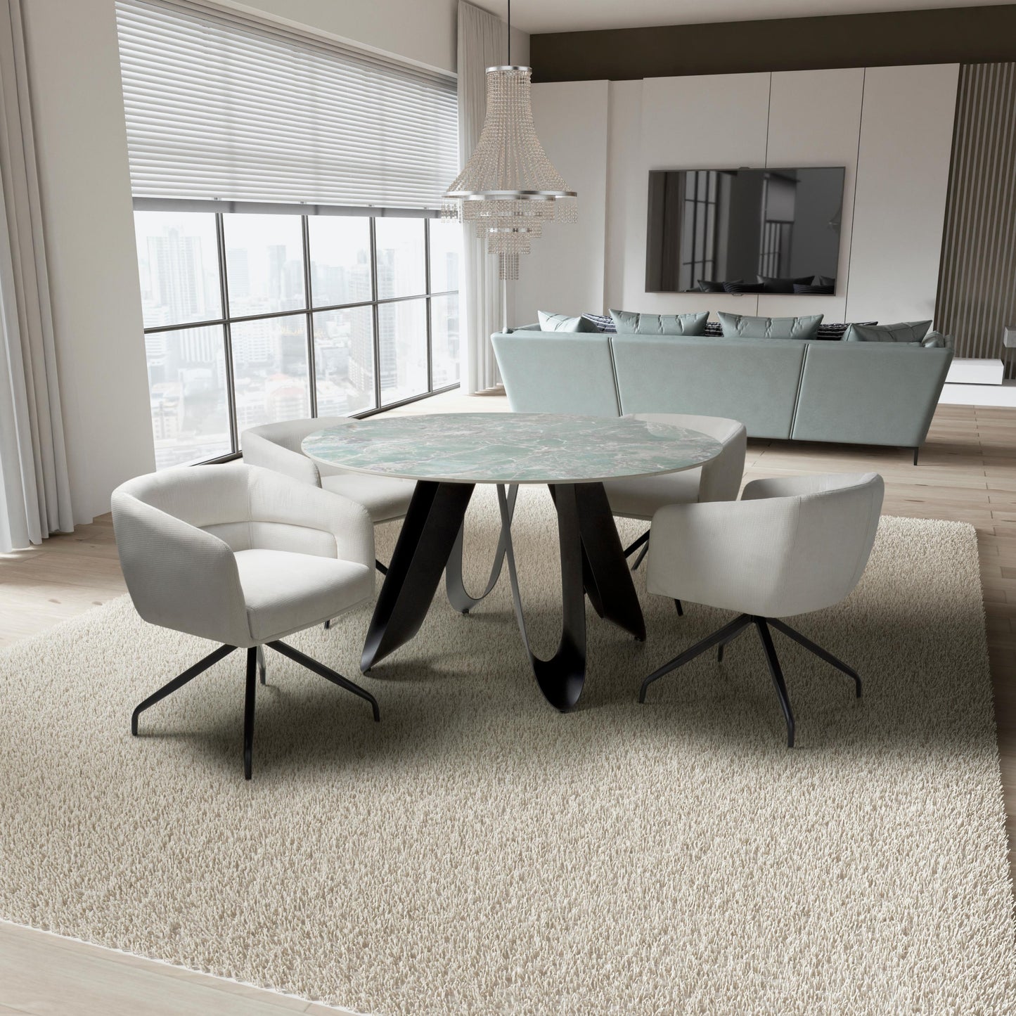 Osaka Round Green Dining Table