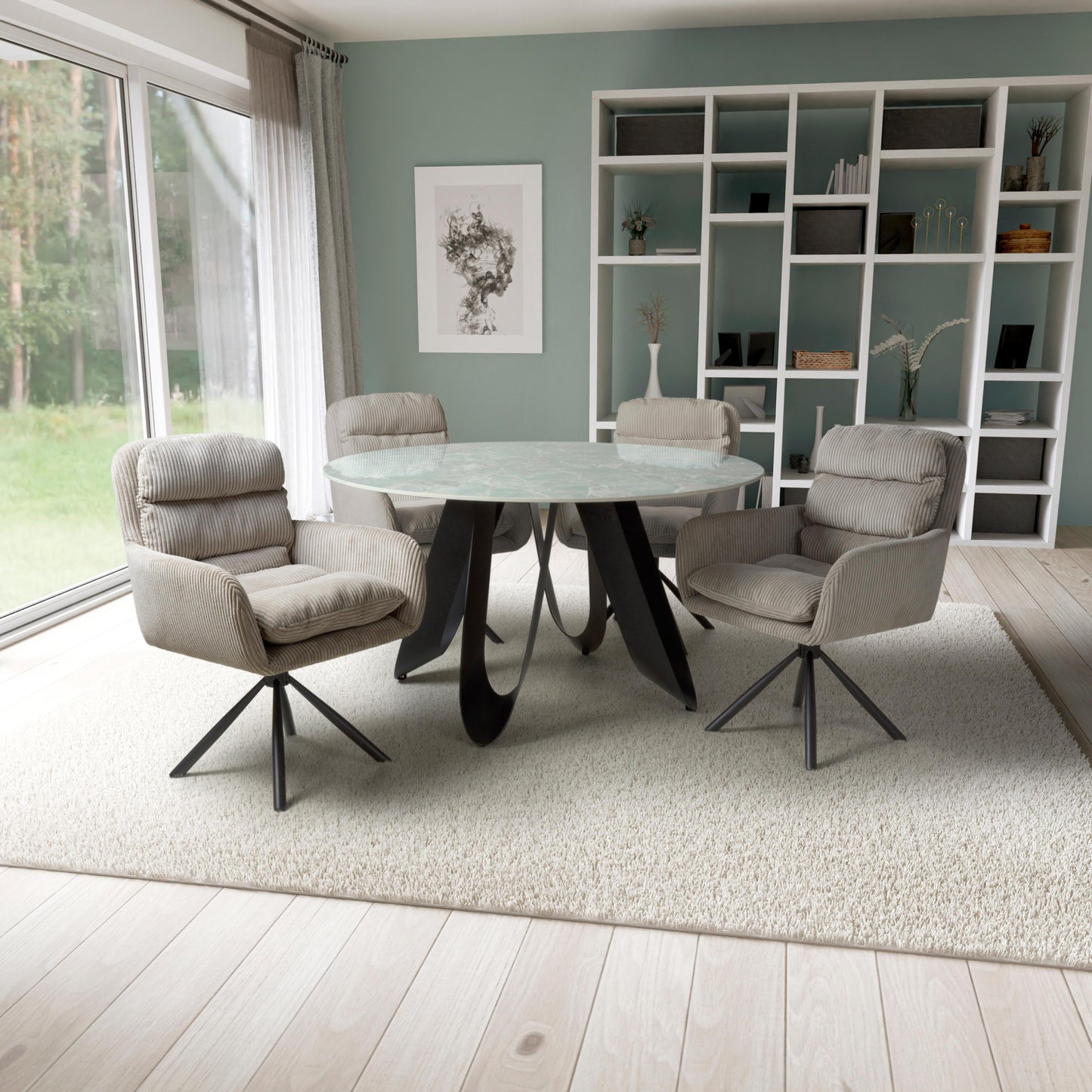 Osaka Round Green Dining Table