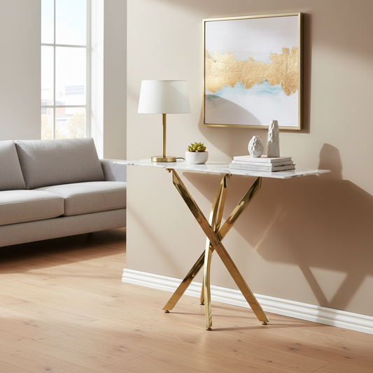 Astoria White/Gold Console Table