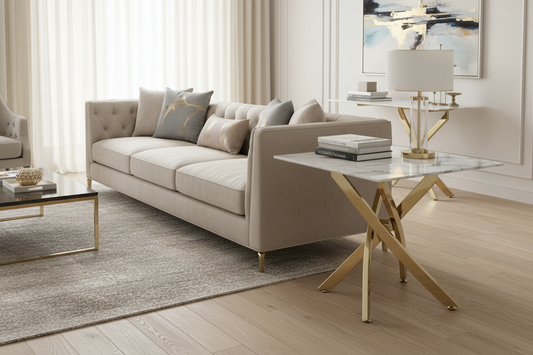 Astoria Square White/Gold End Table