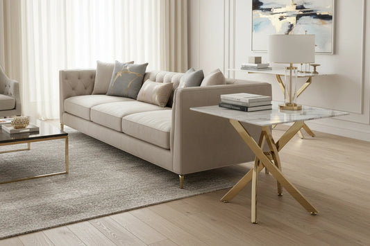 Astoria Square White/Gold End Table - product image