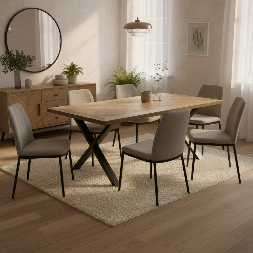 Ankara Oak Parquet Large 1.8m Dining Table