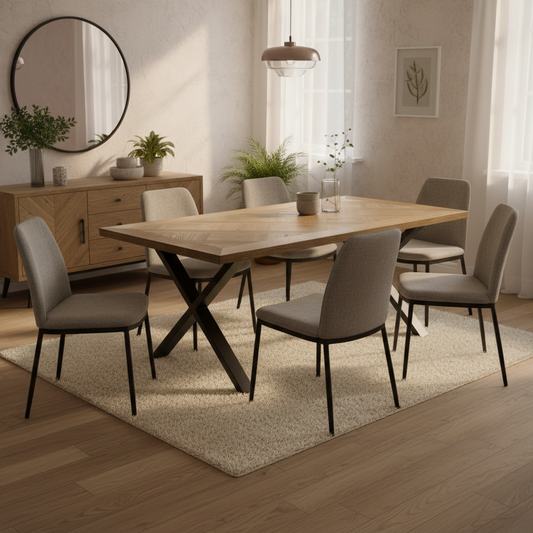 Ankara Oak Parquet Large 1.8m Dining Table