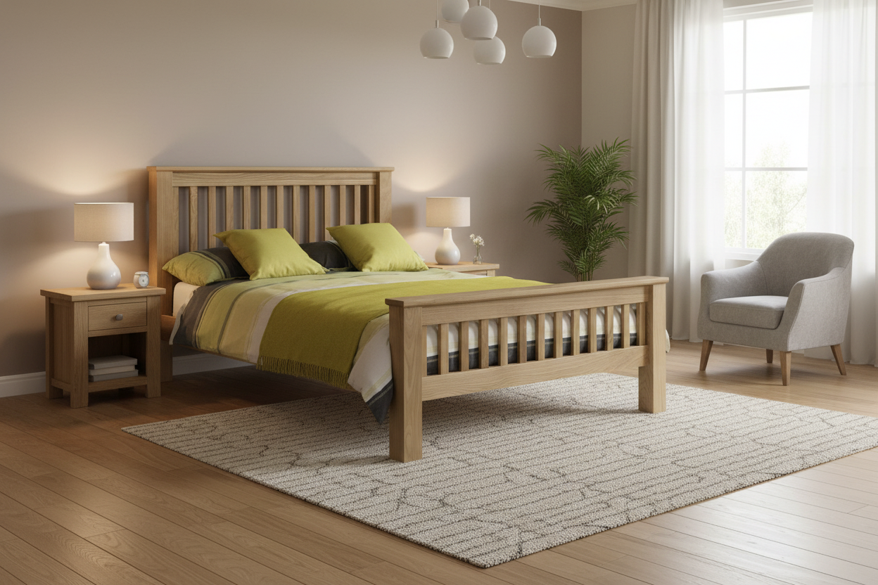 Amsterdam Oak Bed - High Foot End 135cm Double